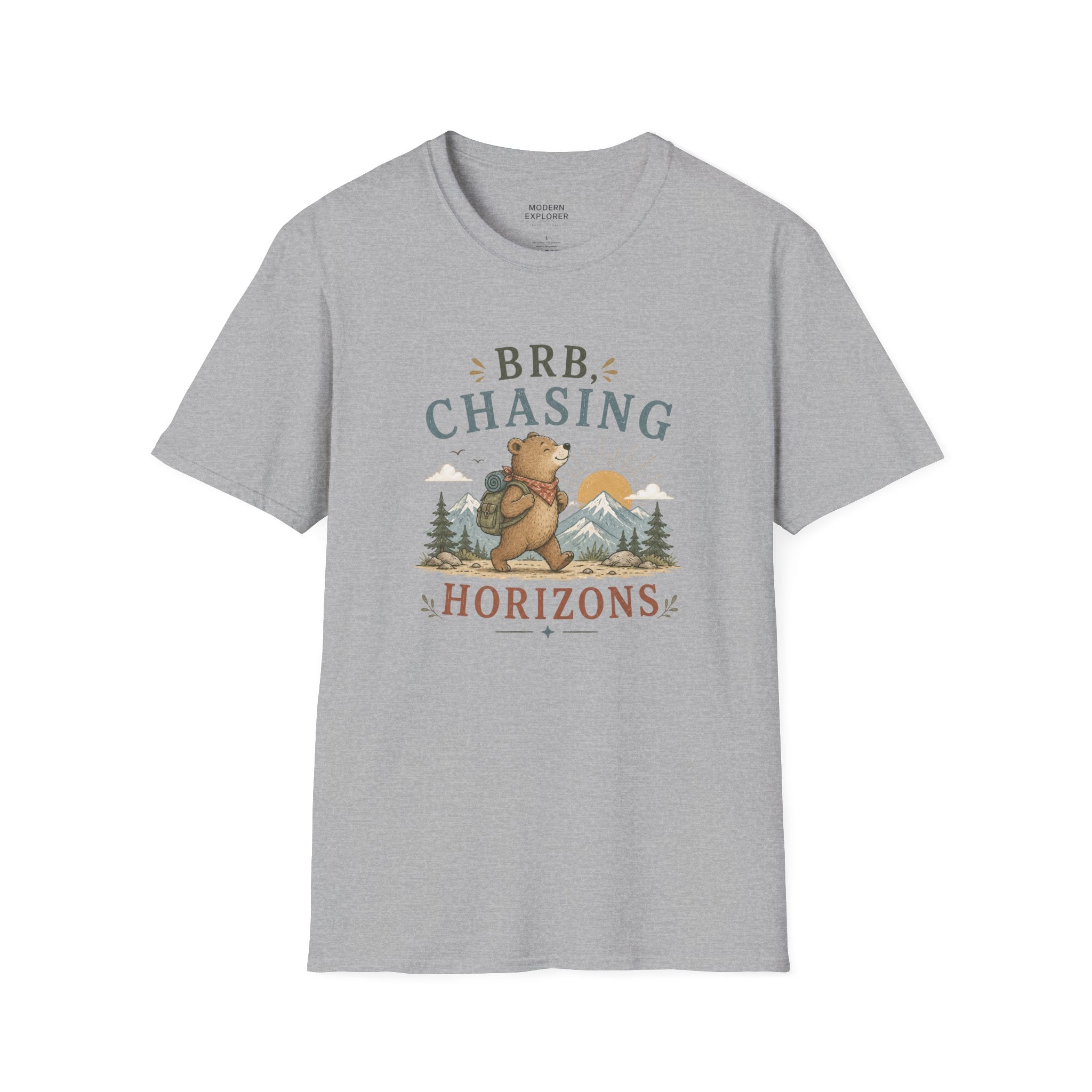 "BRB, Chasing Horizons" Adventure Bear Tee