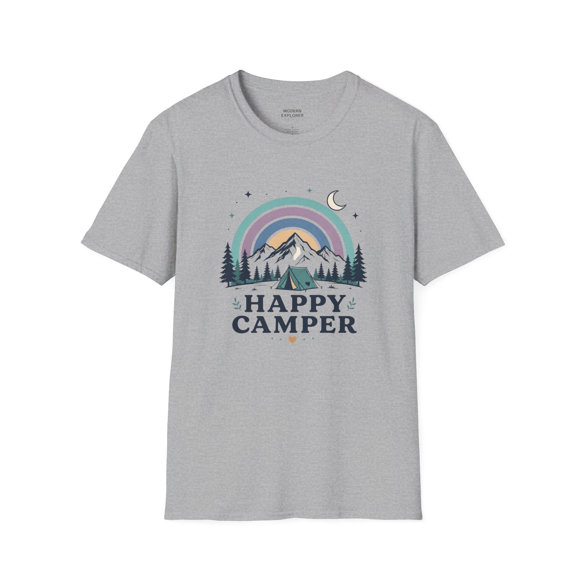 "Happy Camper" Mountain Rainbow Graphic