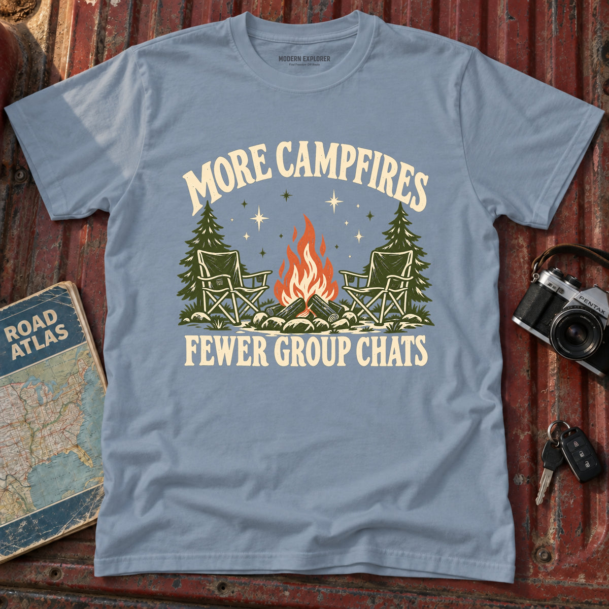 "More Campfires Fewer Groupchats" Graphic Tee