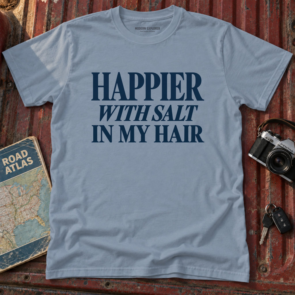 'Happier With Salt In My Hair' Beach Tee