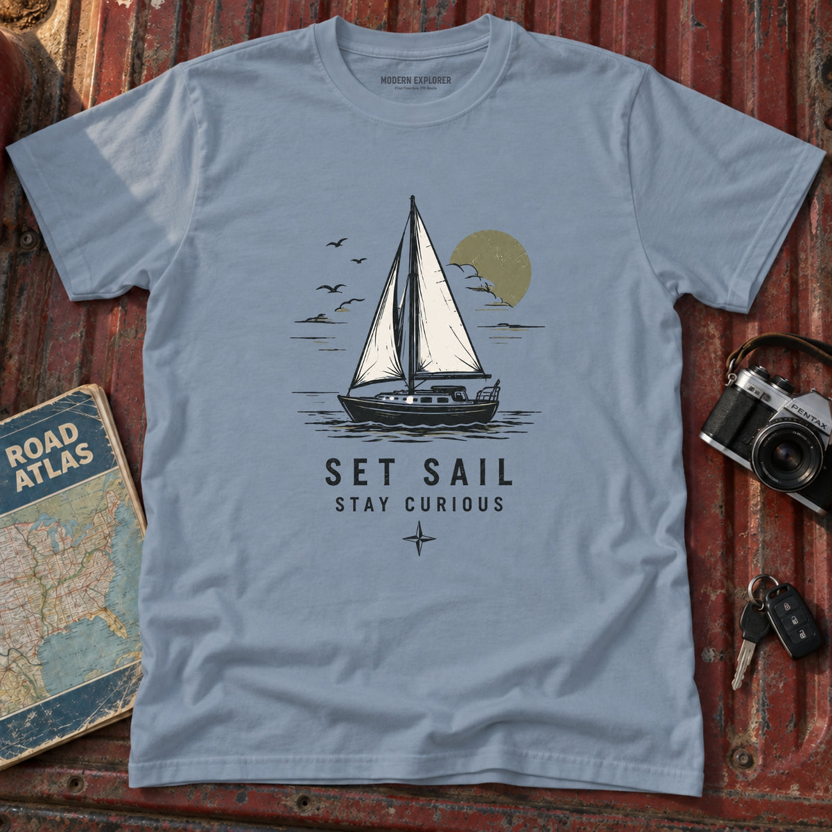 "Set Sail, Stay Curious" Nautical Graphic Tee