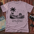 "Chase Sunsets Not Deadlines" Palm Tree Tee