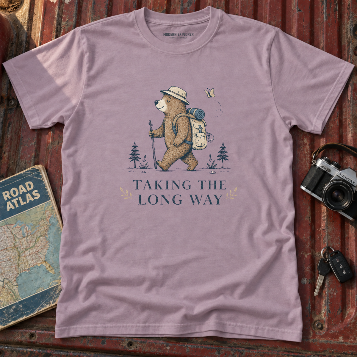 'Taking the Long Way' Hiking Bear Graphic Tee