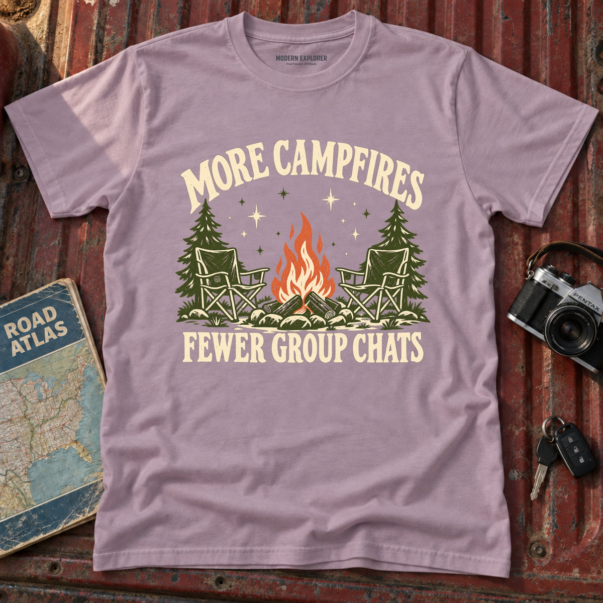 "More Campfires Fewer Groupchats" Graphic Tee