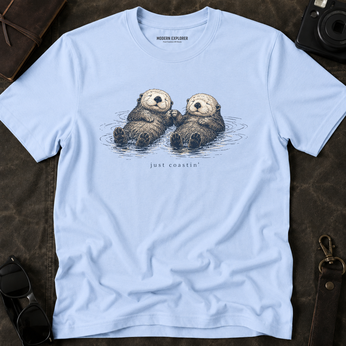 "Just Coastin'" Cute Sea Otter Graphic T‑Shirt