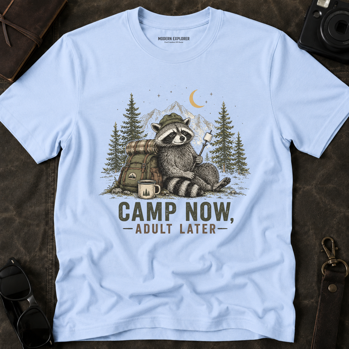 “Camp Now, Adult Later” Outdoor Graphic Tee