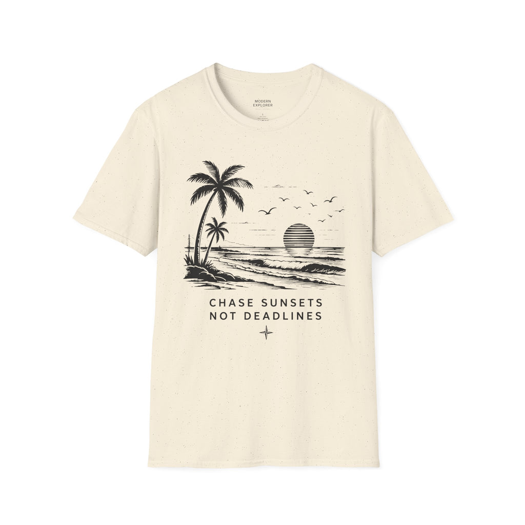 "Chase Sunsets Not Deadlines" Palm Tree Tee