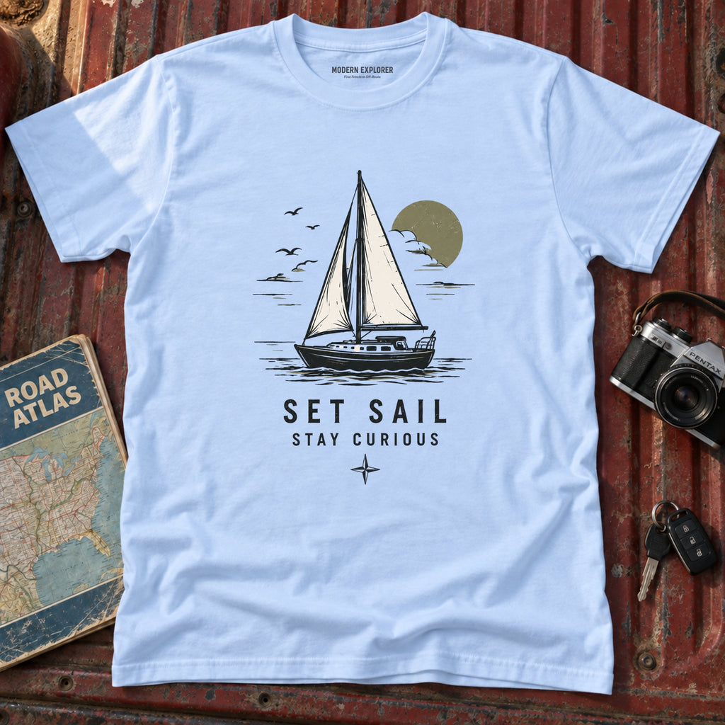 "Set Sail, Stay Curious" Nautical Graphic Tee