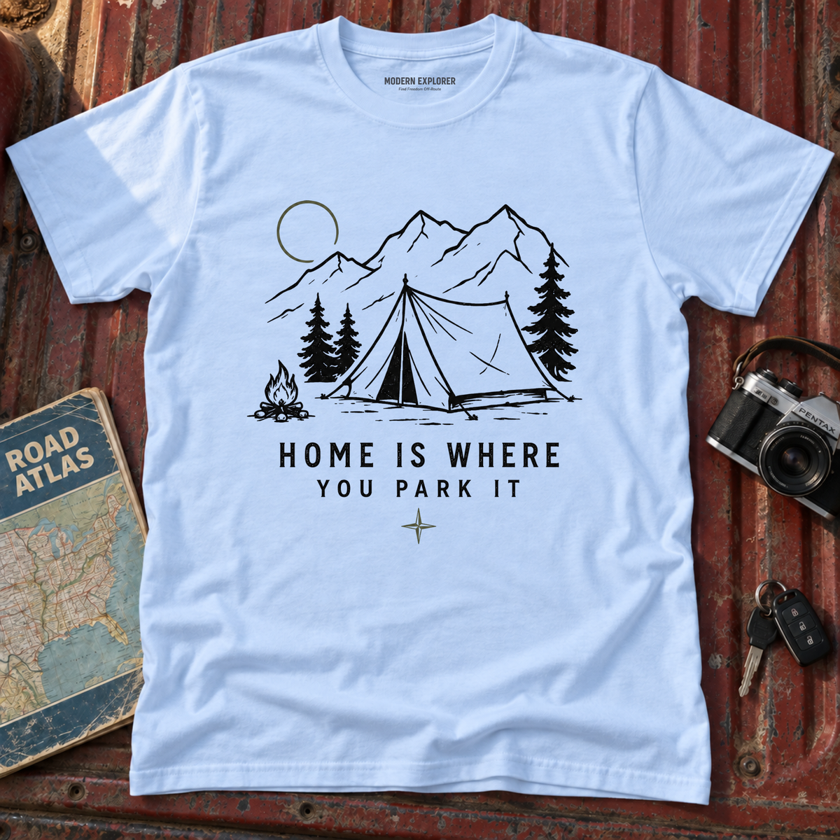 "Home Is Where You Park It" Tent Mountain T-Shirt