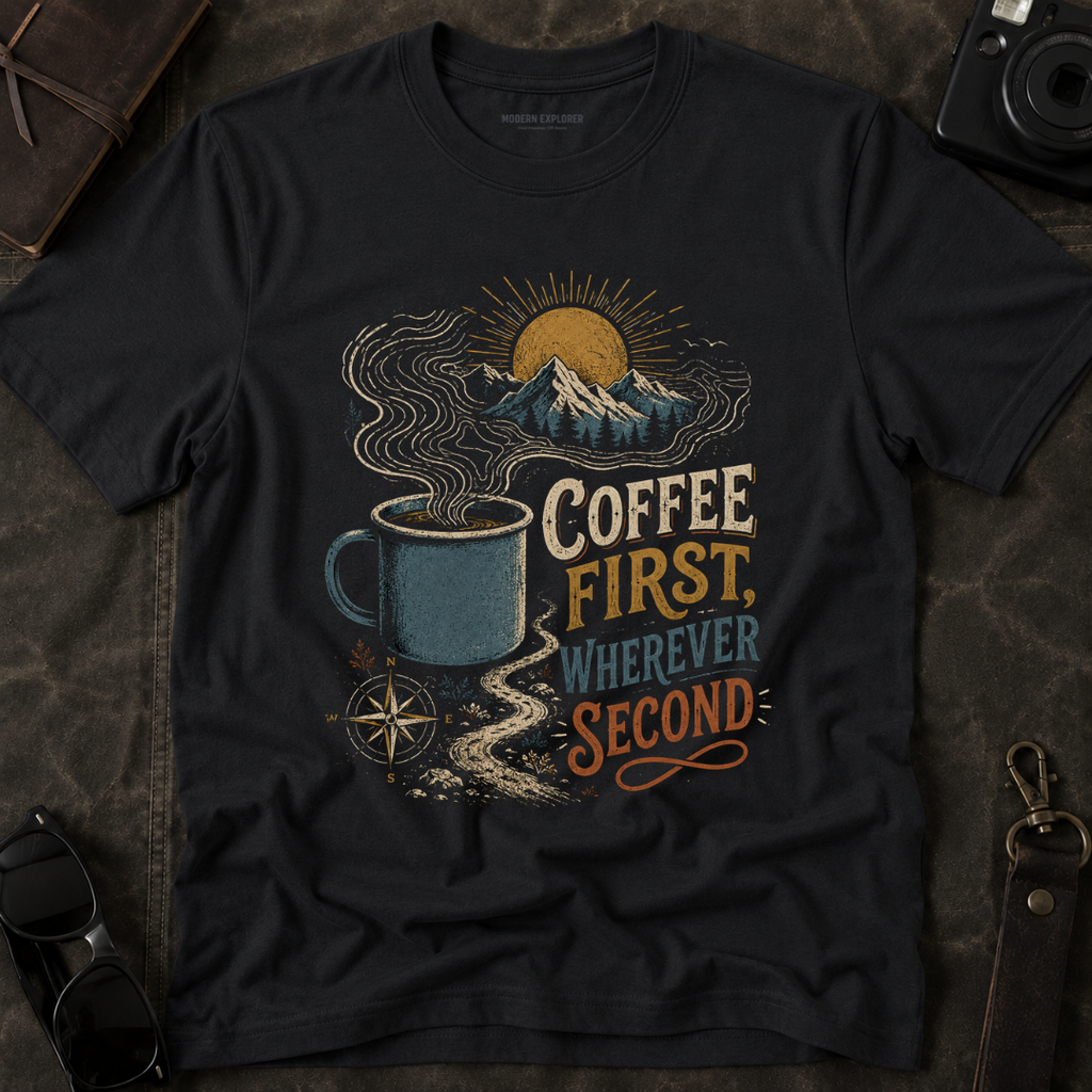 'Coffee First, Wherever Second' T-Shirt