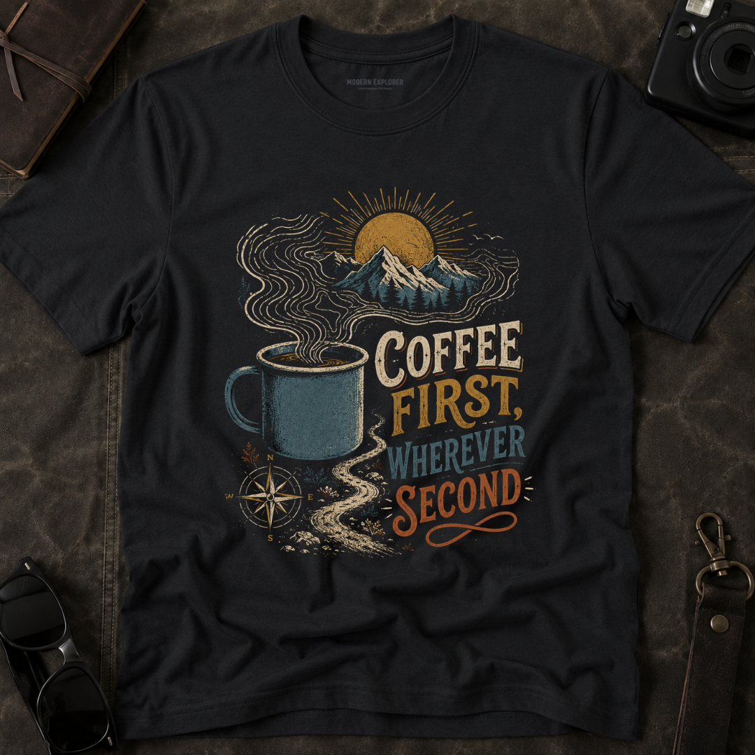 'Coffee First, Wherever Second' T-Shirt