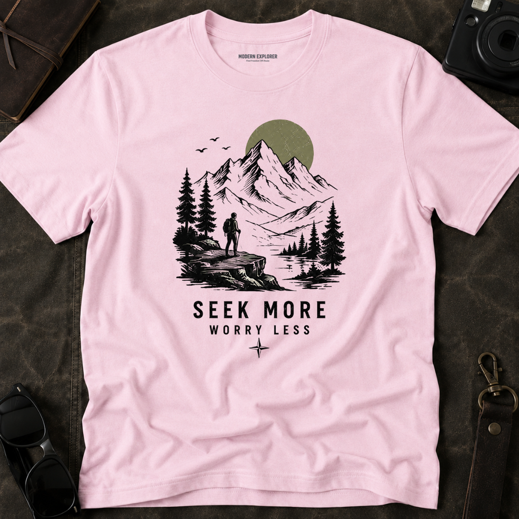 "Seek More, Worry Less" Outdoor Hiking Tee