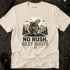 'No Rush, Best Route' Turtle Hiker Graphic Tee