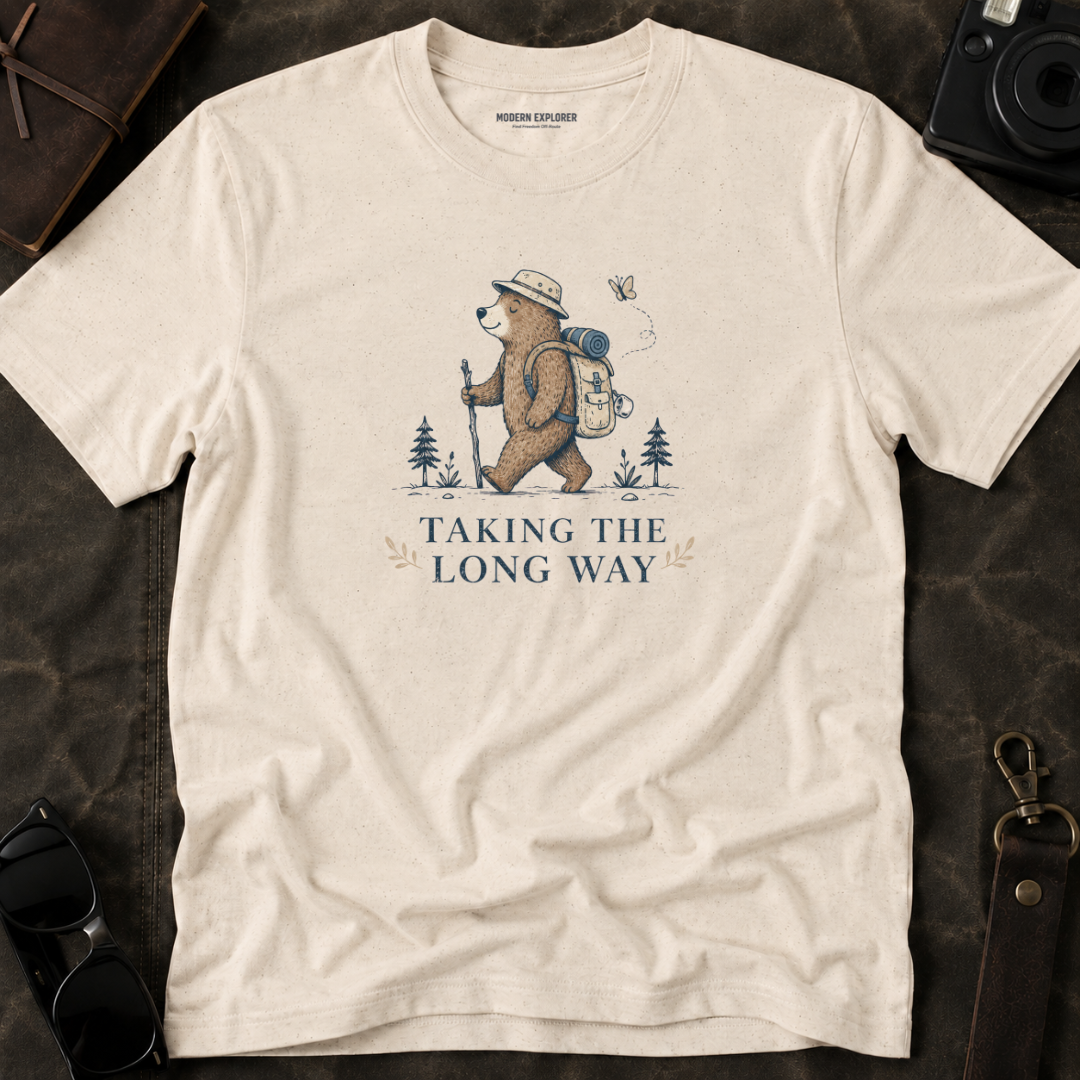 'Taking the Long Way' Hiking Bear Graphic Tee