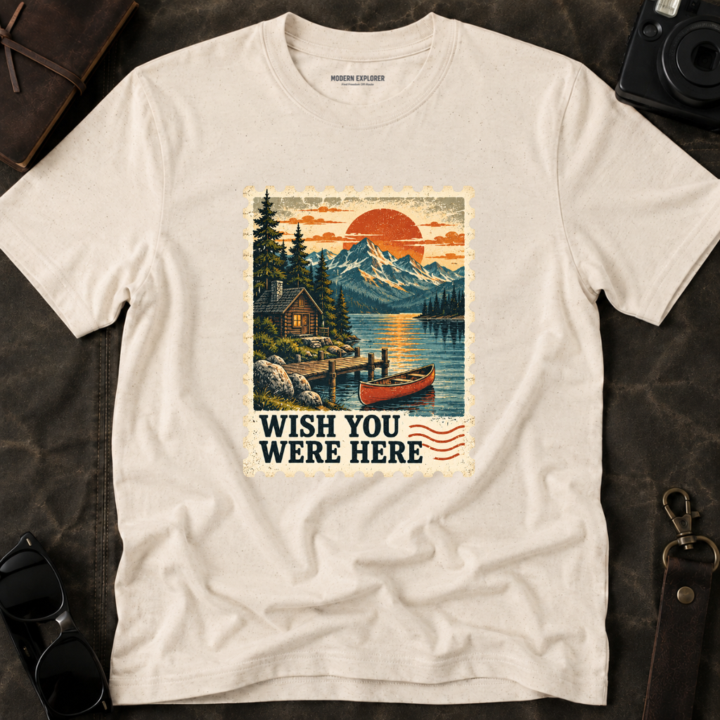 'Wish You Were Here' Vintage Postage Stamp Tee