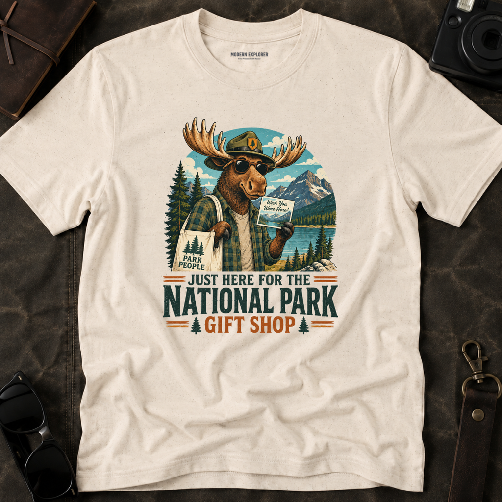 'Just Here for the Gift Shop' Moose Tee
