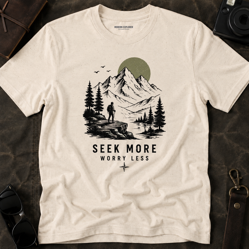"Seek More, Worry Less" Outdoor Hiking Tee