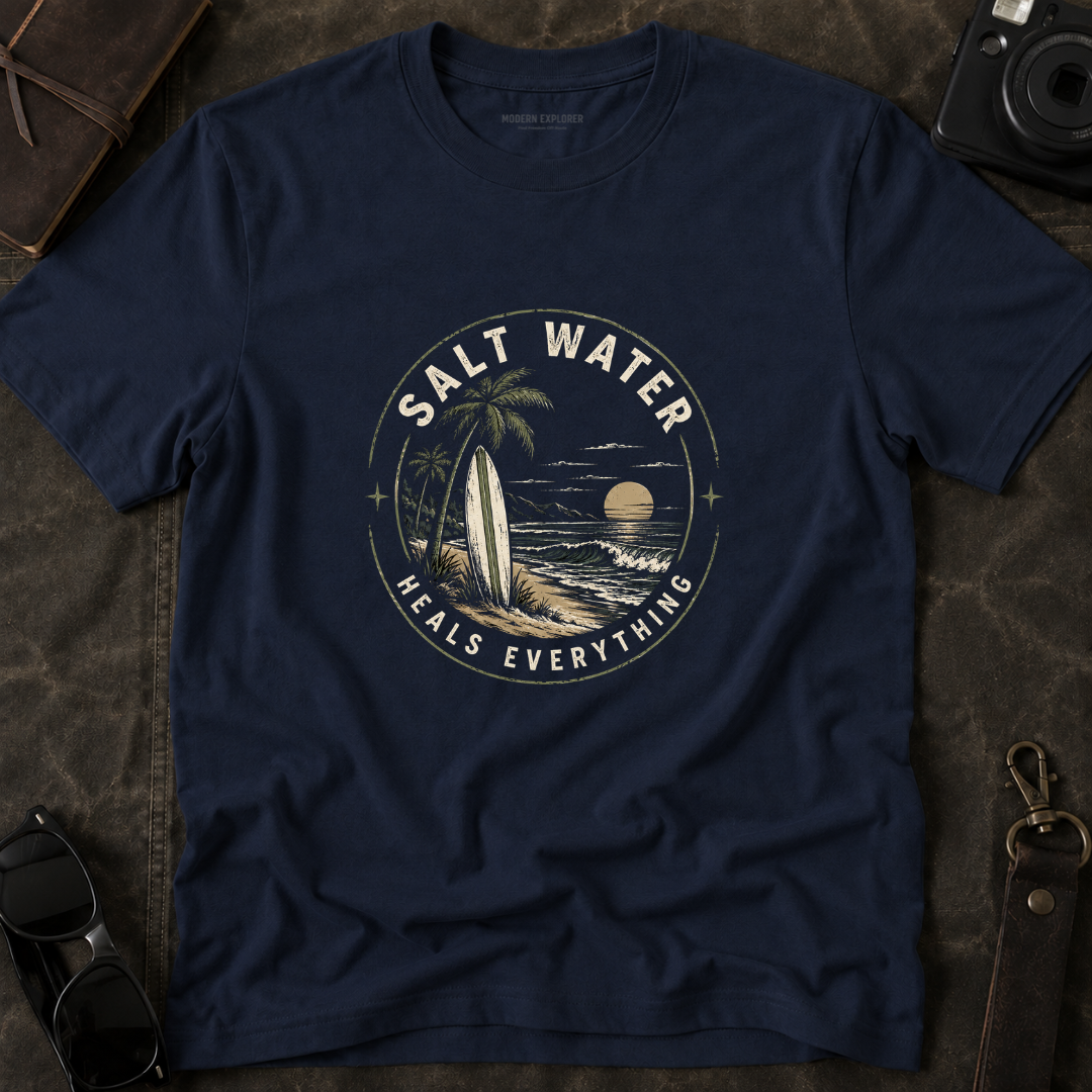 'Salt Water Heals Everything' Vintage Surf Tee