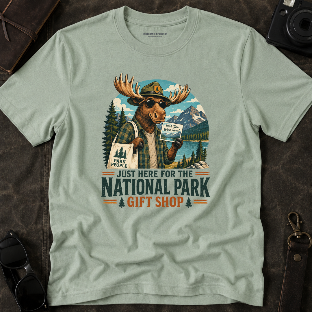 'Just Here for the Gift Shop' Moose Tee