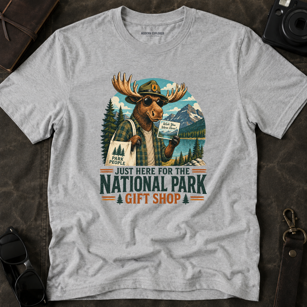 'Just Here for the Gift Shop' Moose Tee