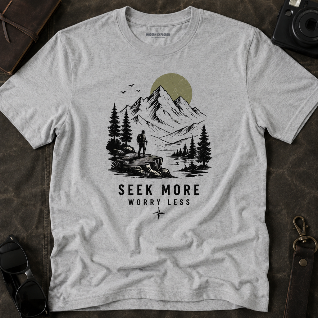 "Seek More, Worry Less" Outdoor Hiking Tee