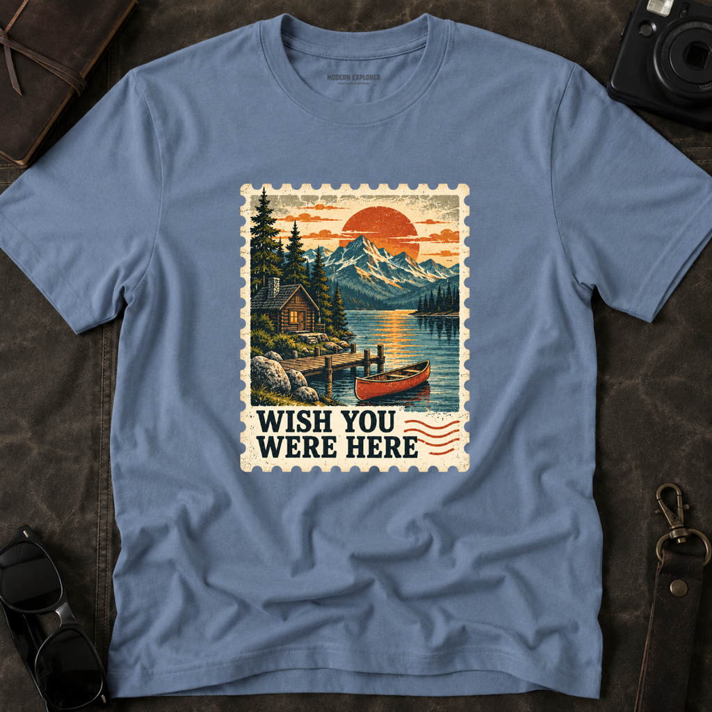 'Wish You Were Here' Vintage Postage Stamp Tee