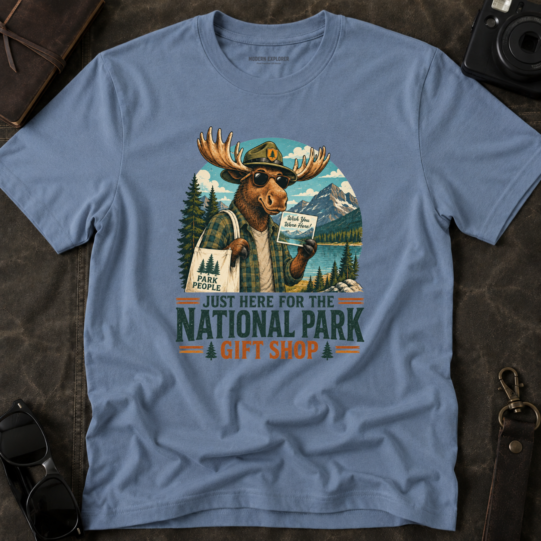'Just Here for the Gift Shop' Moose Tee