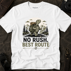 'No Rush, Best Route' Turtle Hiker Graphic Tee