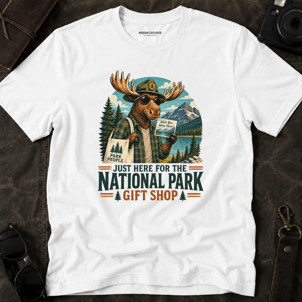 'Just Here for the Gift Shop' Moose Tee