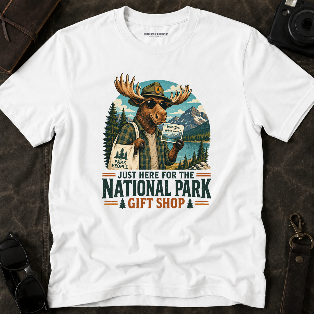 'Just Here for the Gift Shop' Moose Tee
