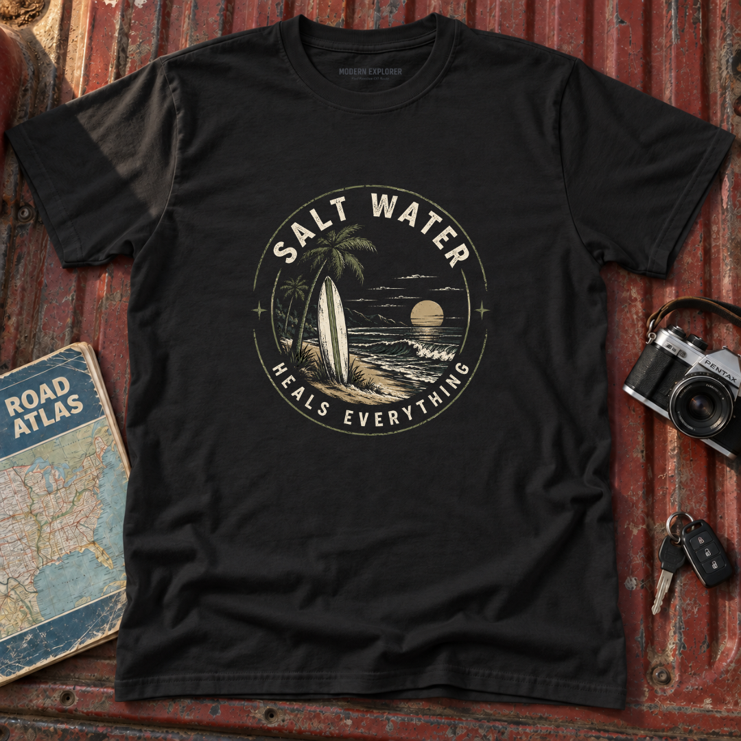 'Salt Water Heals Everything' Vintage Surf Tee