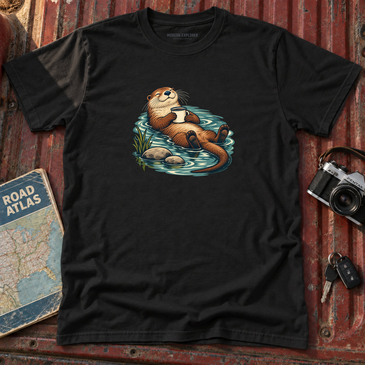 Otter with Coffee Graphic Tee
