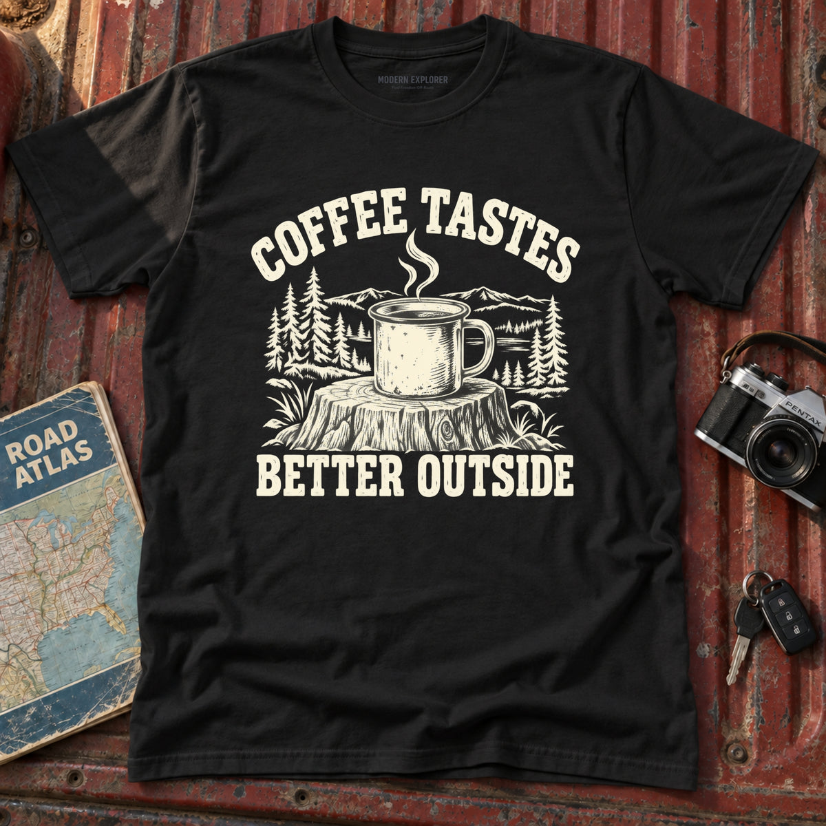 "Coffee Tastes Better Outside" Graphic Tee
