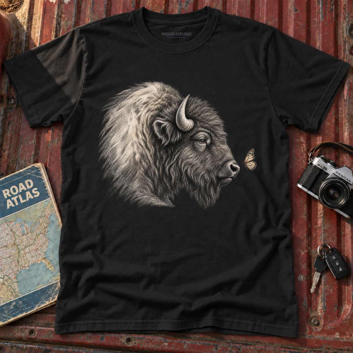 Buffalo Meets Butterfly Tee