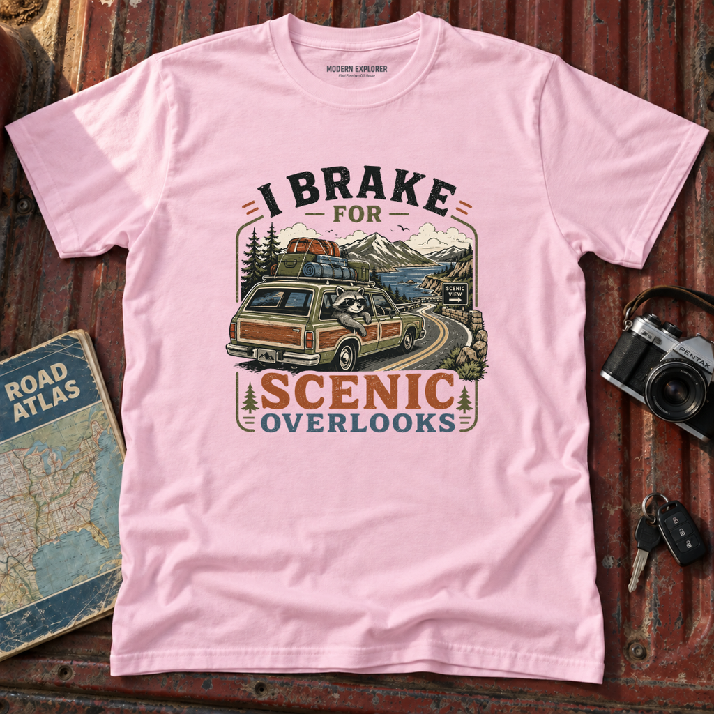"I Brake for Scenic Overlooks" Retro Adventure Tee