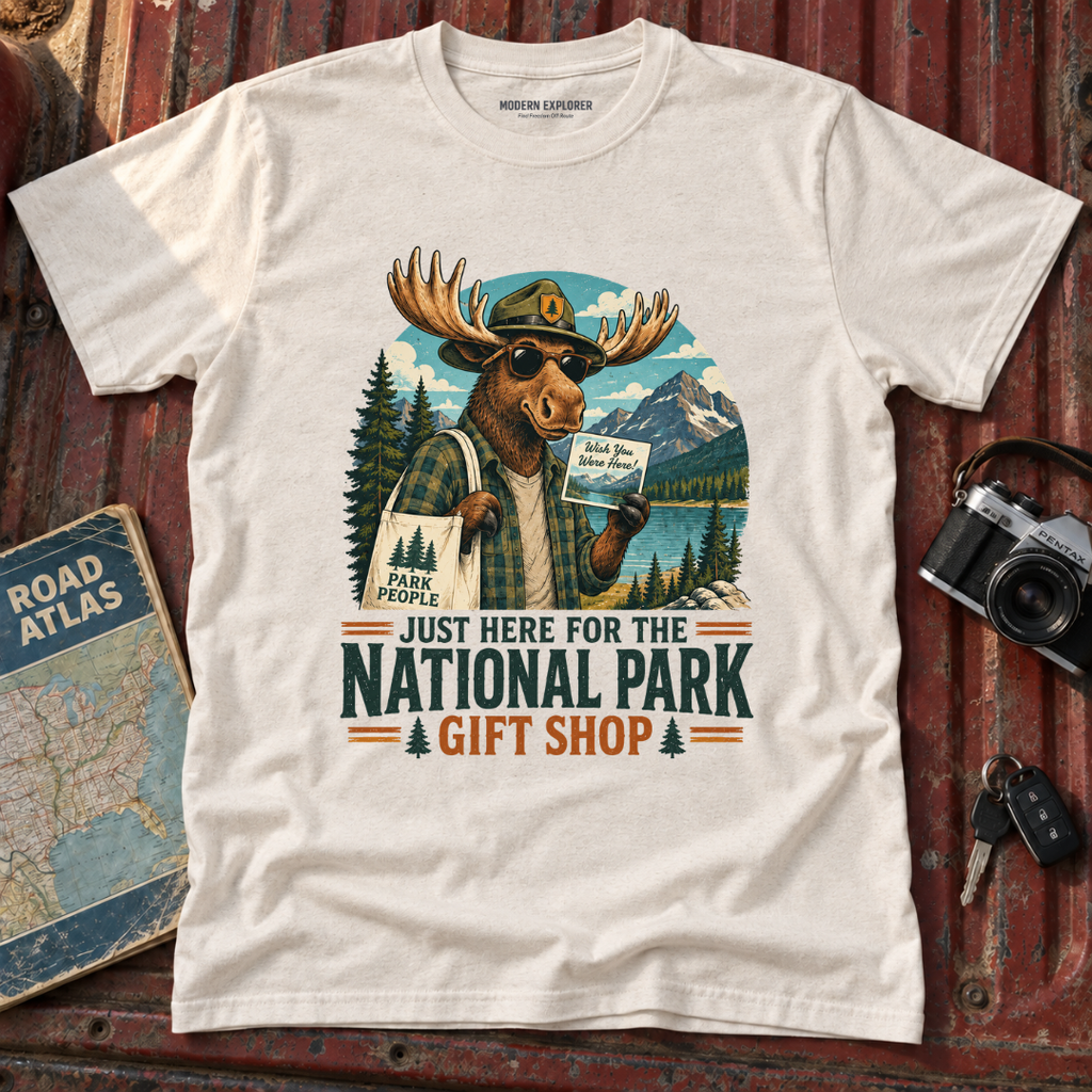 'Just Here for the Gift Shop' Moose Tee