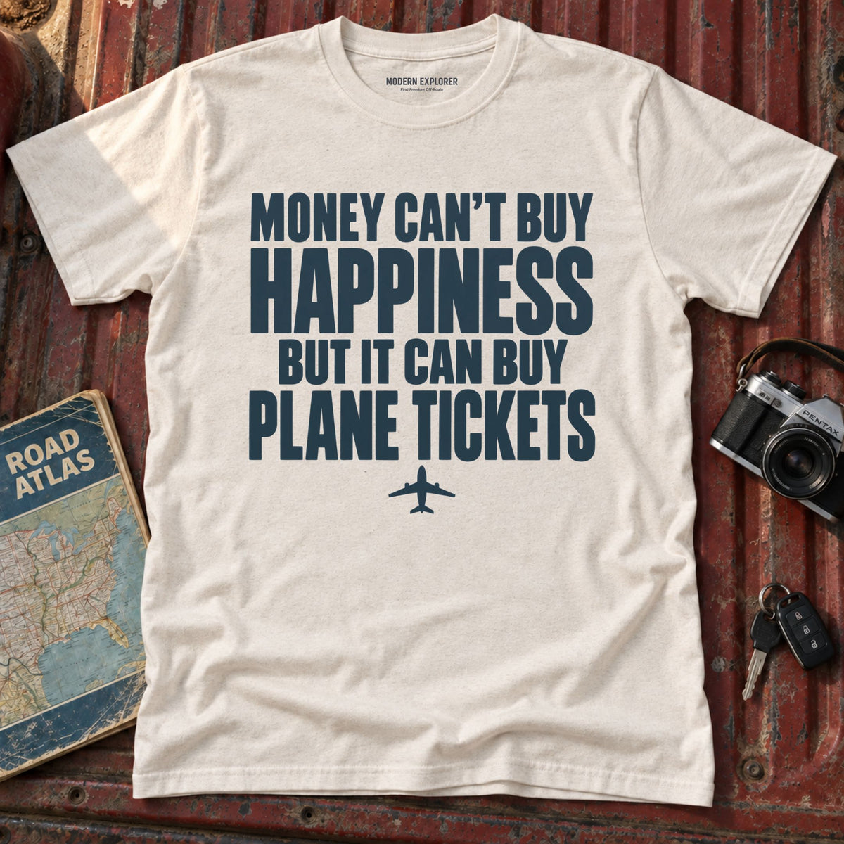 "Money Can't Buy Happiness but it Can Buy Plane Tickets" Graphic Tee
