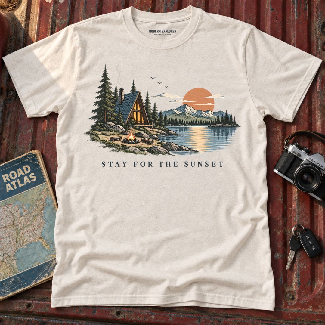 "Stay for the Sunset" Scenic Cabin Tee
