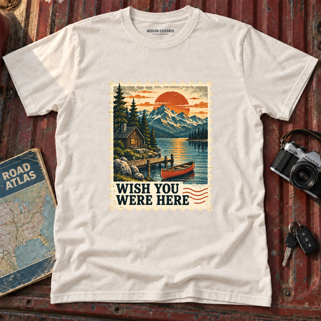 'Wish You Were Here' Vintage Postage Stamp Tee