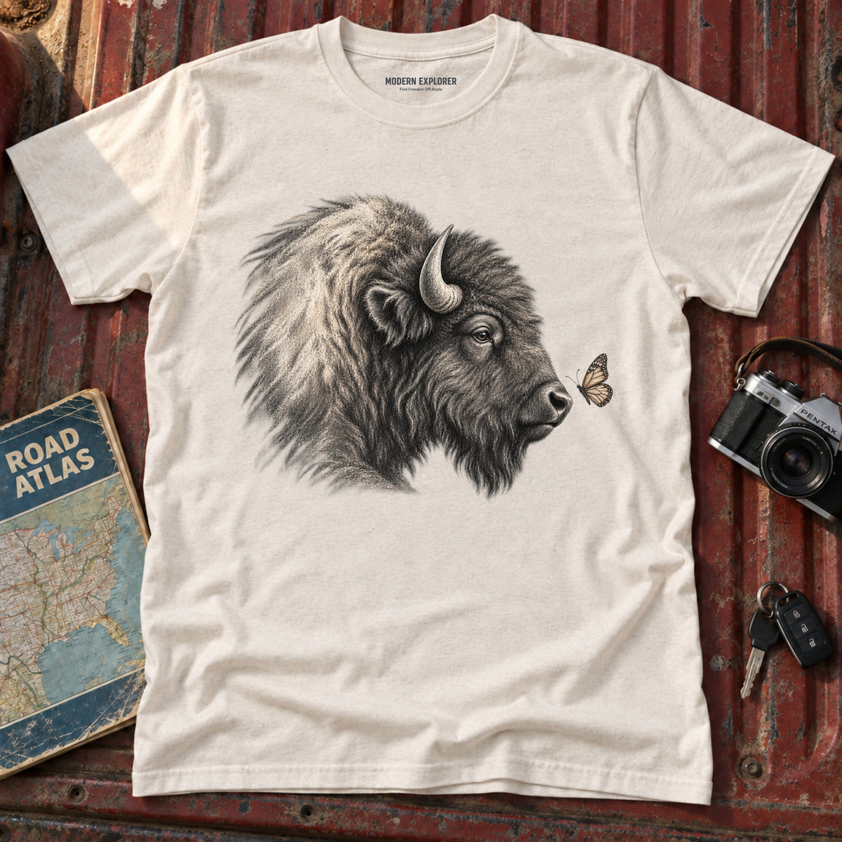 Buffalo Meets Butterfly Tee