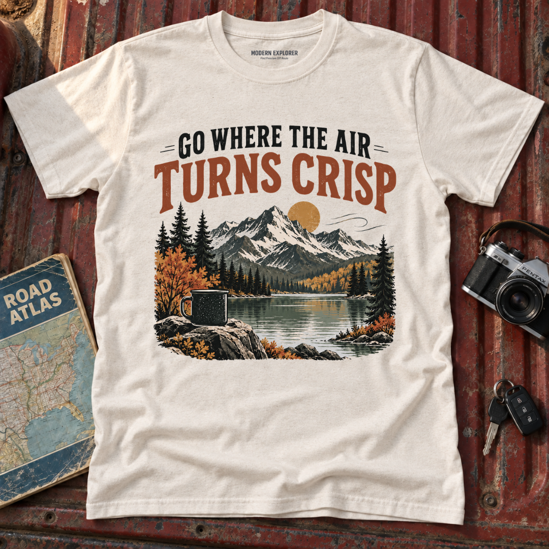 "Go Where the Air Turns Crisp" Vintage Mountain Tee