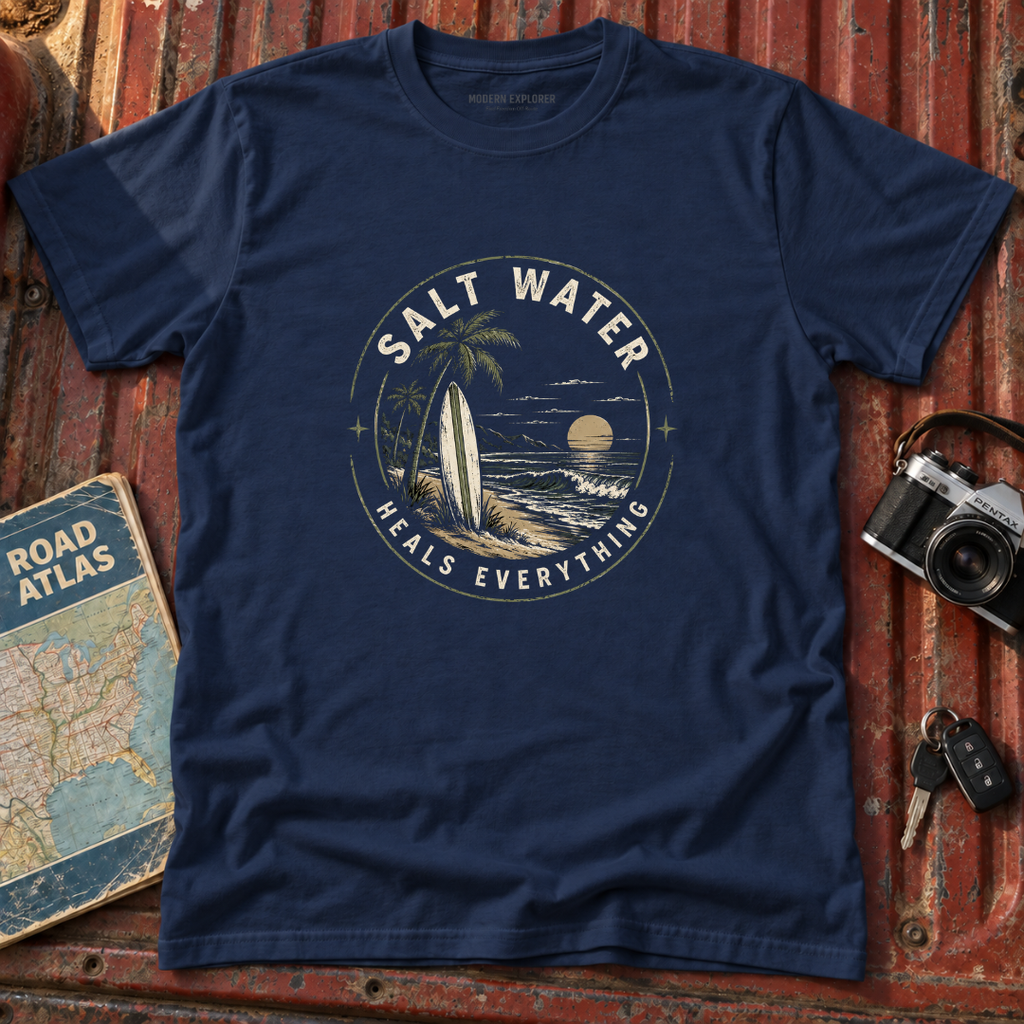 'Salt Water Heals Everything' Vintage Surf Tee