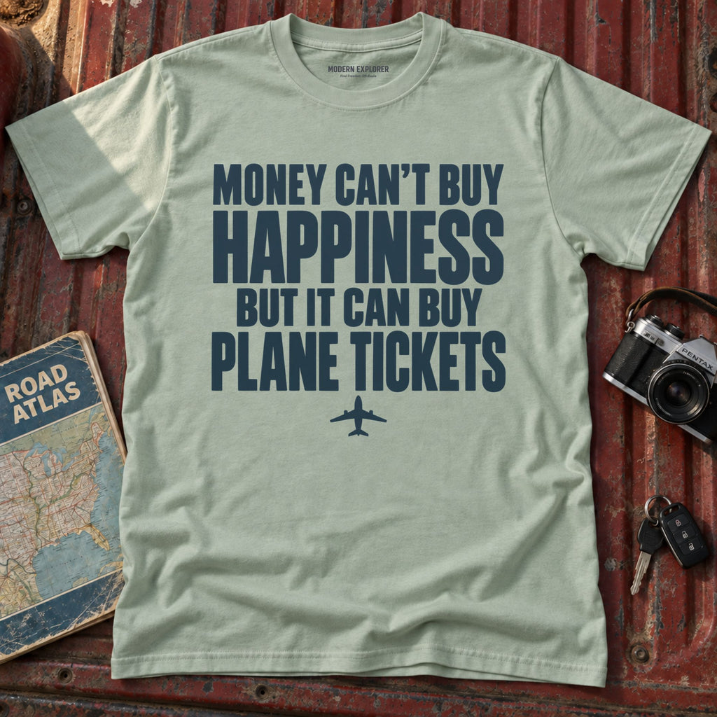 "Money Can't Buy Happiness but it Can Buy Plane Tickets" Graphic Tee