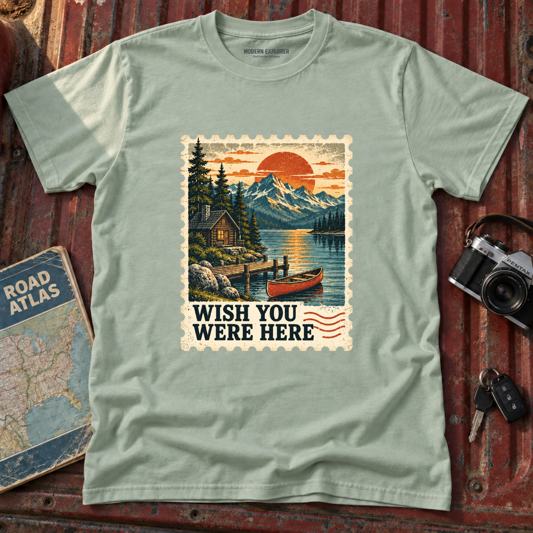 'Wish You Were Here' Vintage Postage Stamp Tee