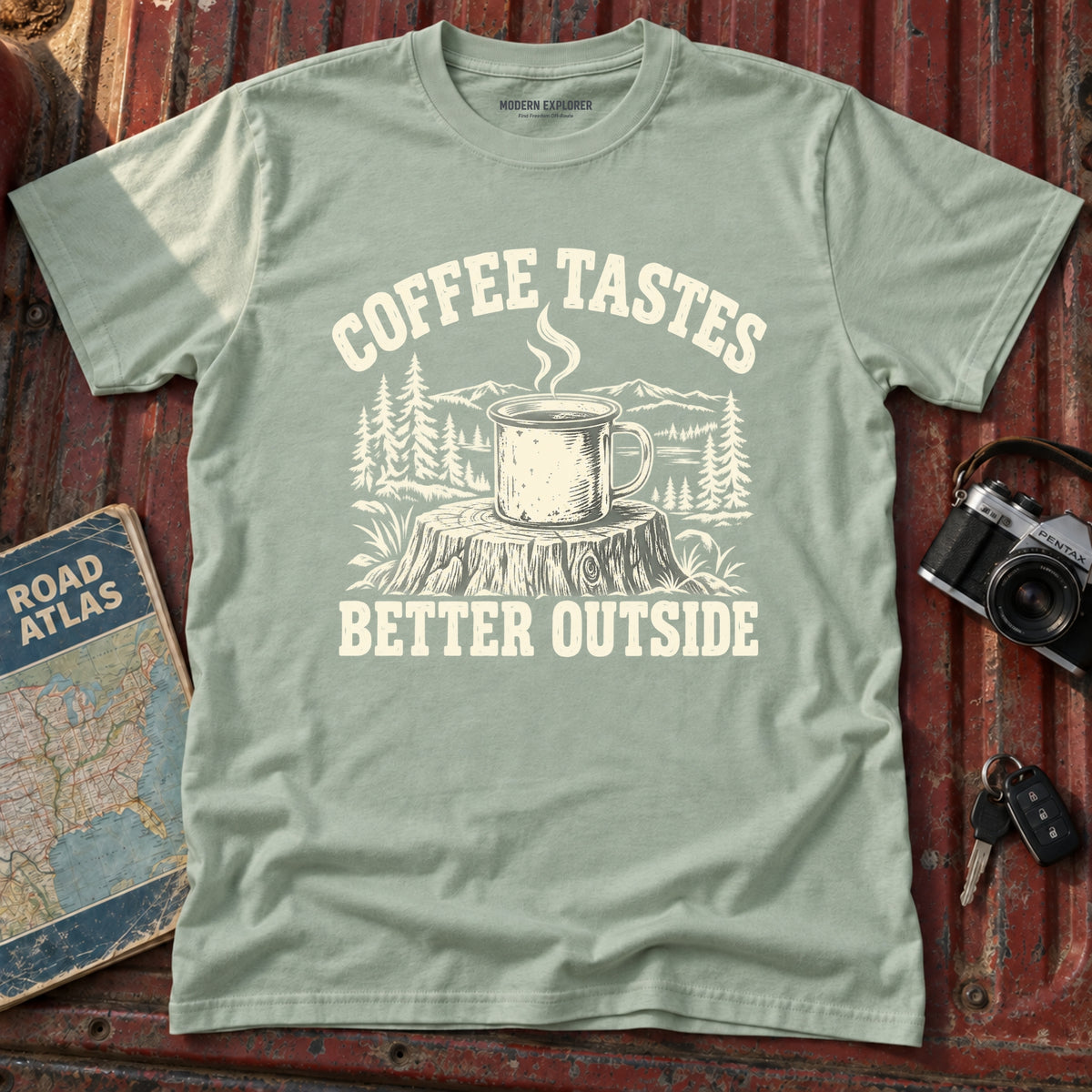 "Coffee Tastes Better Outside" Graphic Tee