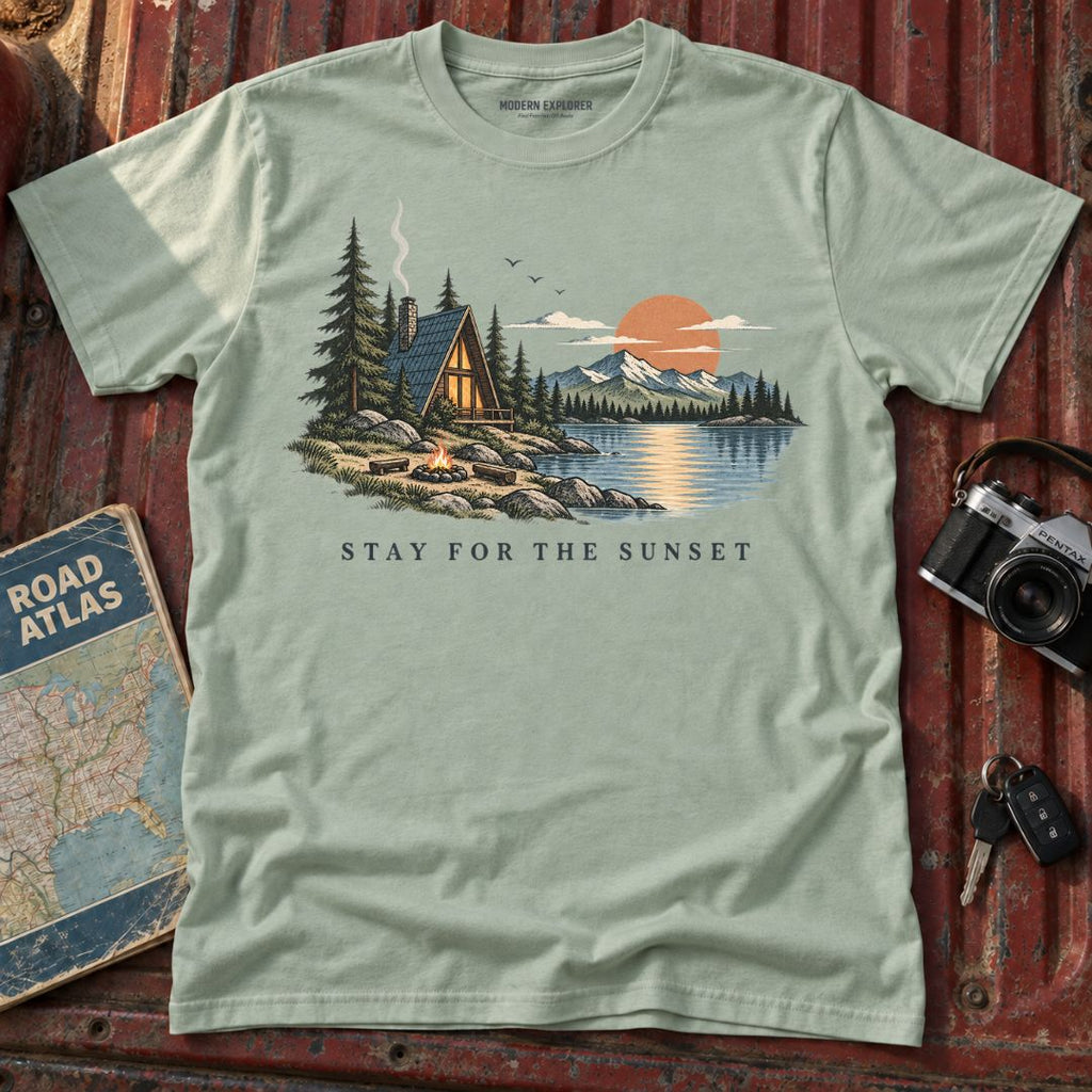 "Stay for the Sunset" Scenic Cabin Tee