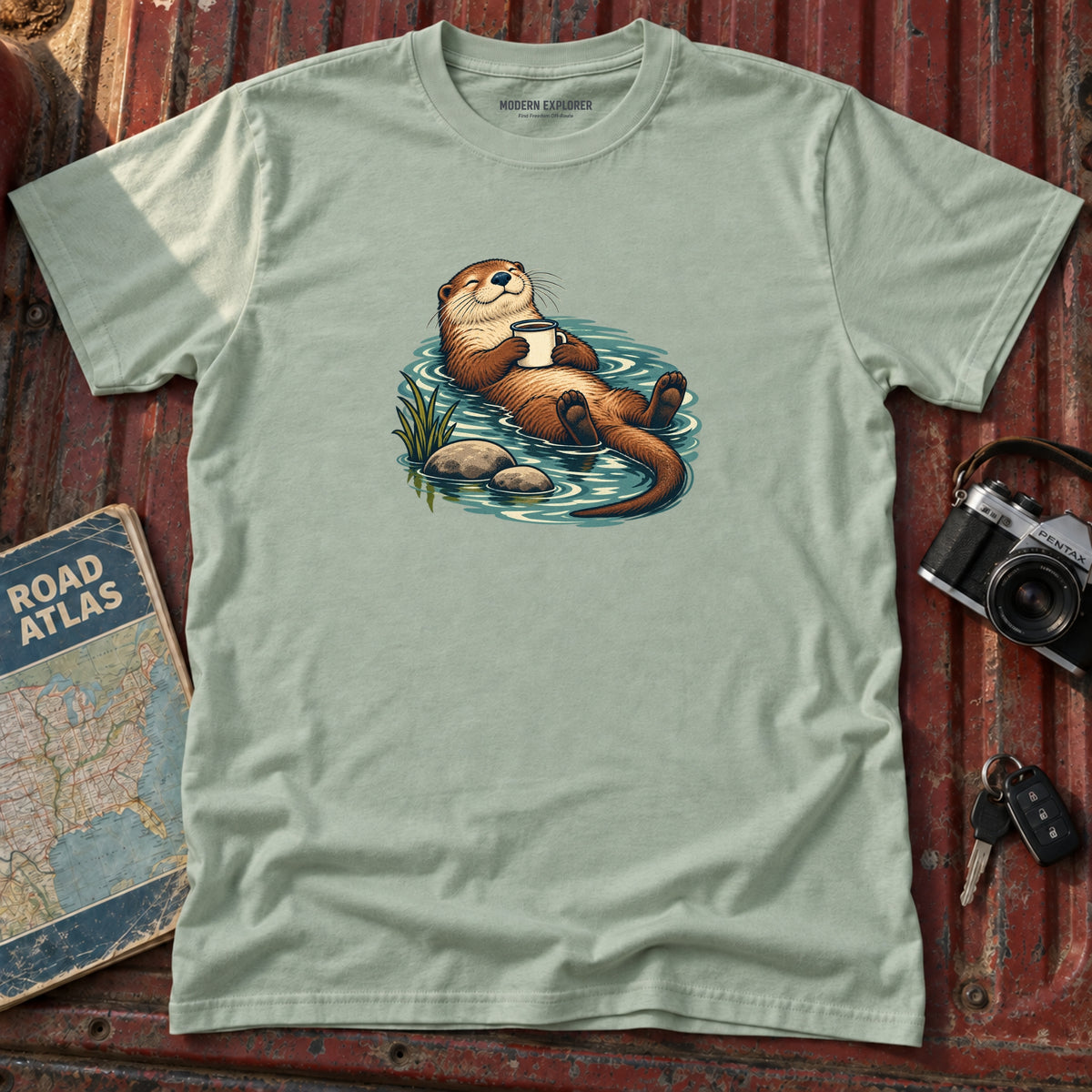 Otter with Coffee Graphic Tee