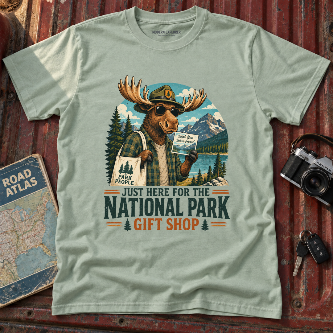 'Just Here for the Gift Shop' Moose Tee