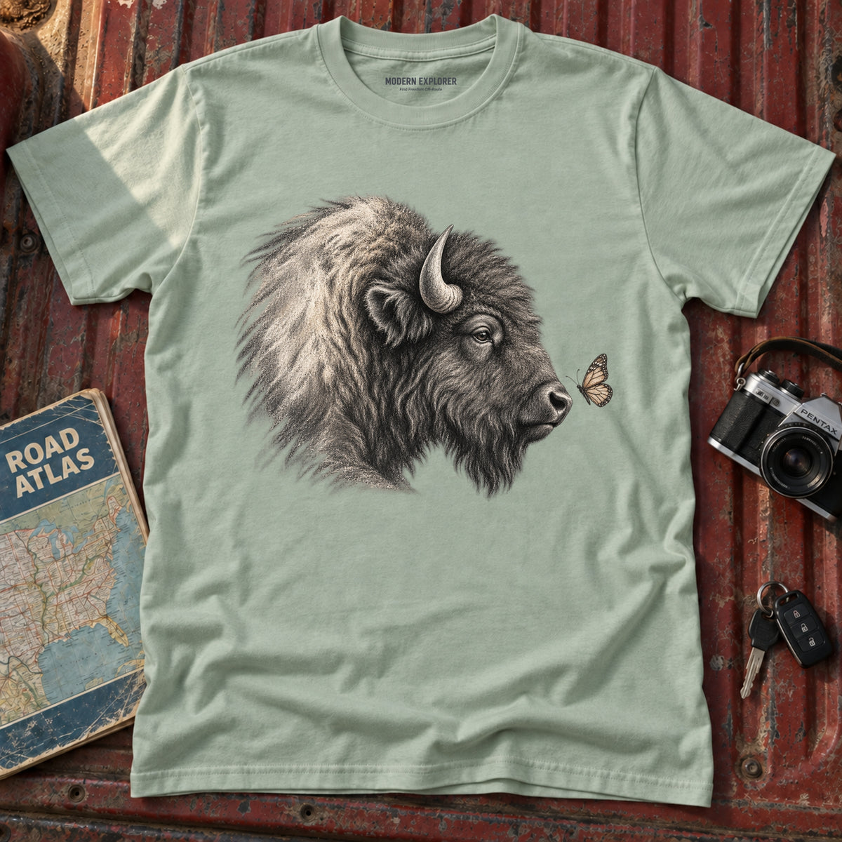 Buffalo Meets Butterfly Tee