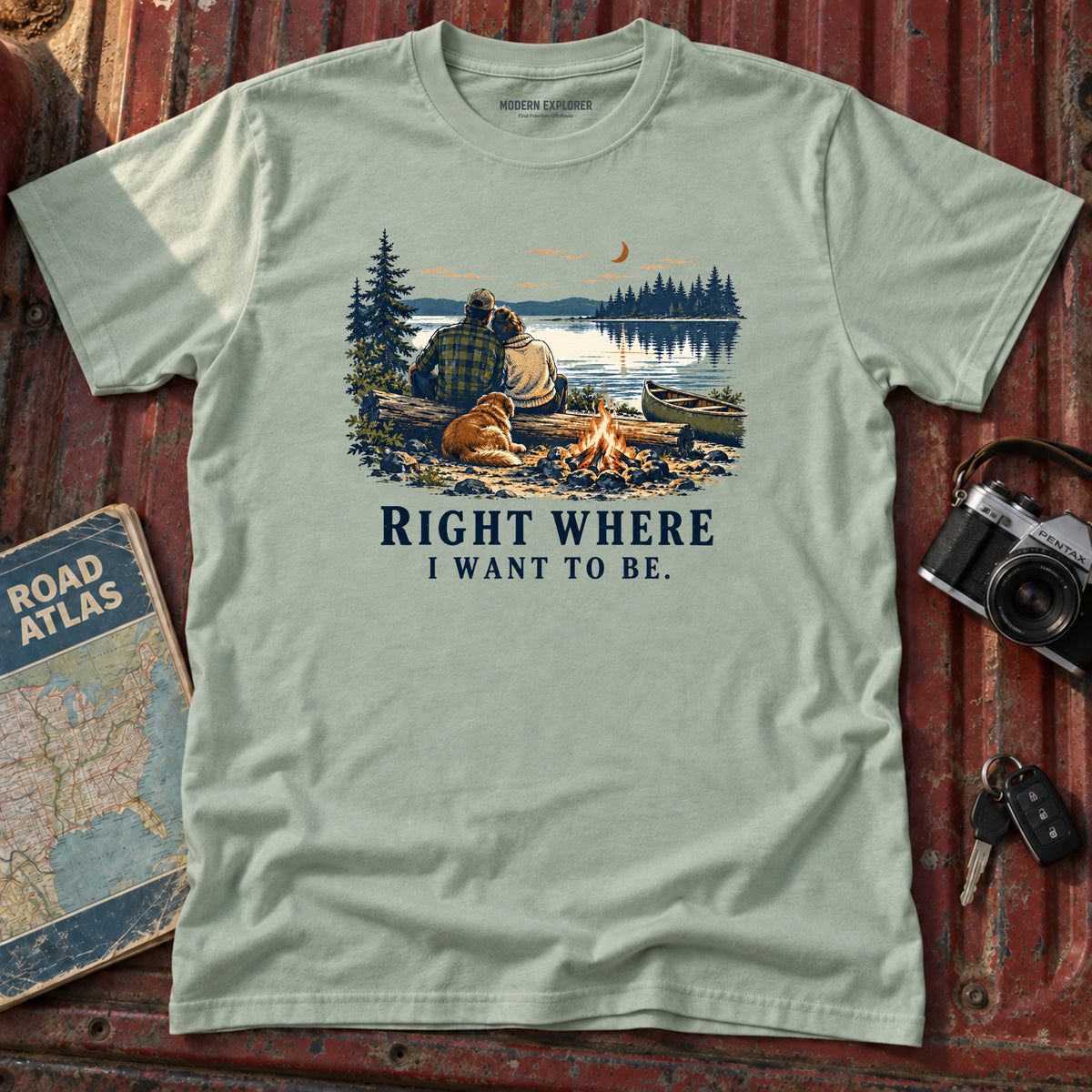 "Right Where I Want To Be"  Mountain Lake Tee
